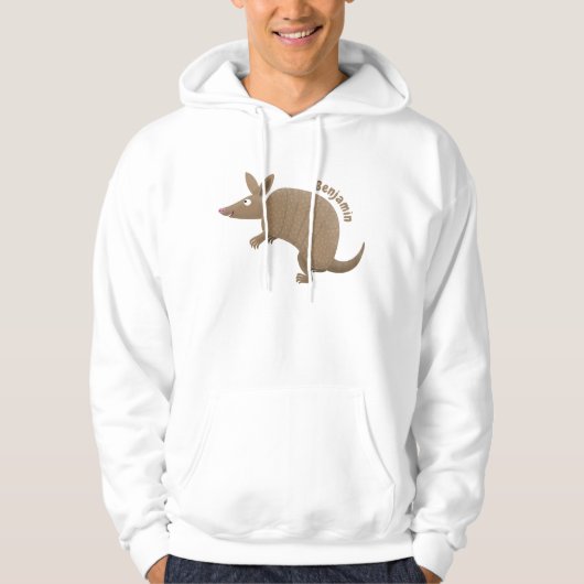 Funny armadillo happy cartoon illustratie hoodie (Voorkant)