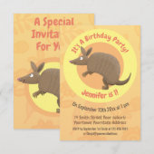 Funny armadillo happy cartoon illustratie kaart (Voorkant / Achterkant)