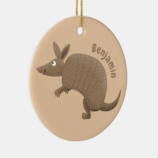 Funny armadillo happy cartoon illustratie keramisch ornament (Rechts)