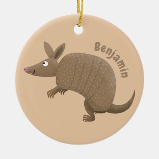 Funny armadillo happy cartoon illustratie keramisch ornament (Voorkant)