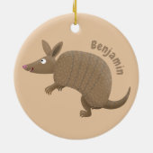 Funny armadillo happy cartoon illustratie keramisch ornament (Achterkant)