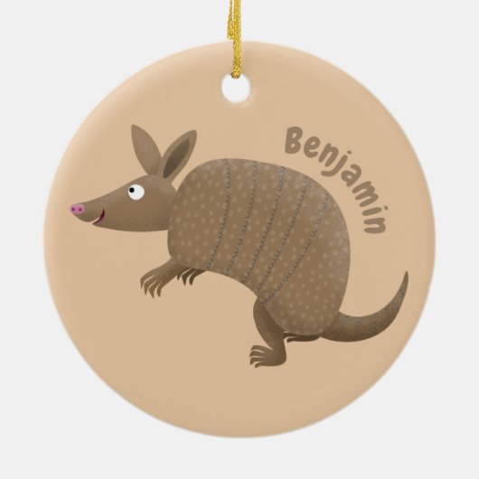 Funny armadillo happy cartoon illustratie keramisch ornament (Achterkant)