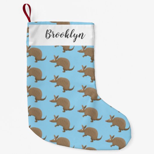 Funny armadillo happy cartoon illustratie kleine kerstsok (Voorkant)