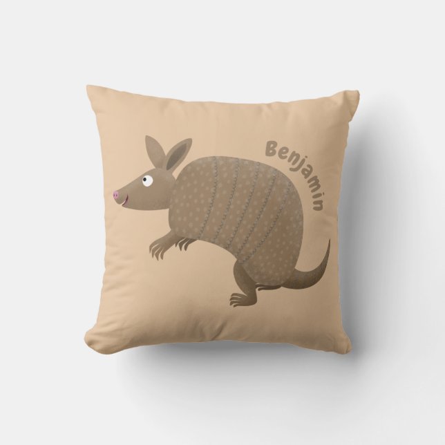 Funny armadillo happy cartoon illustratie kussen (Voorkant)
