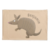 Funny armadillo happy cartoon illustratie kussensloop (Achterkant)