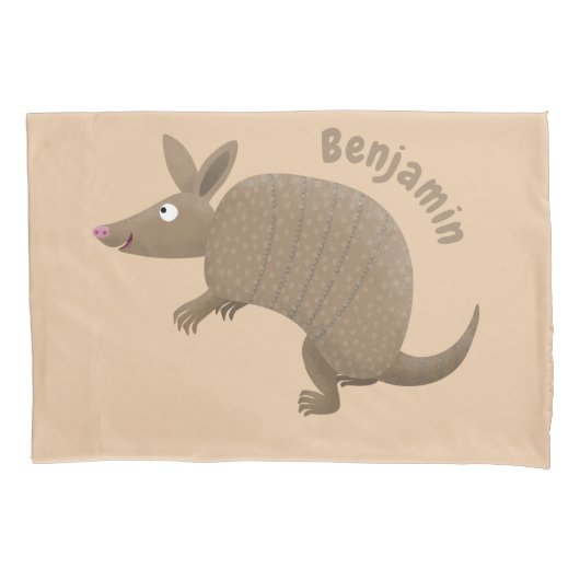 Funny armadillo happy cartoon illustratie kussensloop (Voorkant)