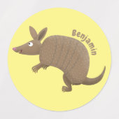 Funny armadillo happy cartoon illustratie labels (Design 2)