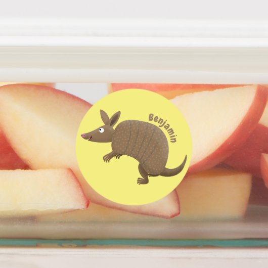 Funny armadillo happy cartoon illustratie labels (Aangebracht)