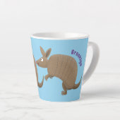 Funny armadillo happy cartoon illustratie latte mok (Rechterhoek)
