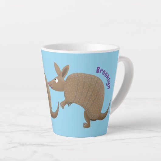 Funny armadillo happy cartoon illustratie latte mok (Rechterhoek)