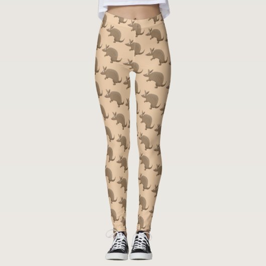 Funny armadillo happy cartoon illustratie leggings (Voorkant)