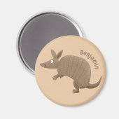 Funny armadillo happy cartoon illustratie magneet (Voorkant / Achterkant)