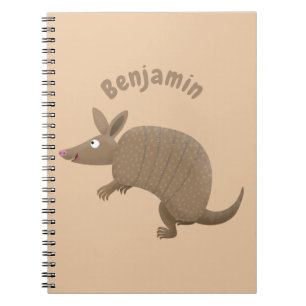 Funny armadillo happy cartoon illustratie notitieboek