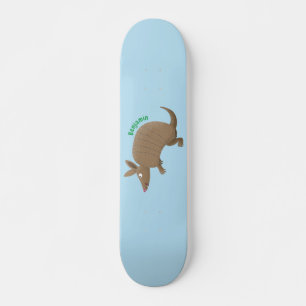 Funny armadillo happy cartoon illustratie persoonlijk skateboard