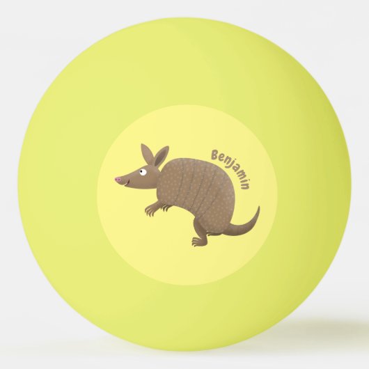 Funny armadillo happy cartoon illustratie pingpongbal (Voorkant)