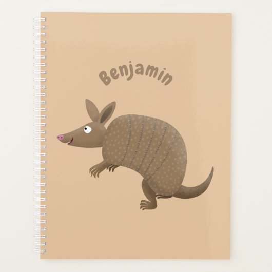 Funny armadillo happy cartoon illustratie planner (Voorkant)