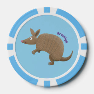 Funny armadillo happy cartoon illustratie poker chips