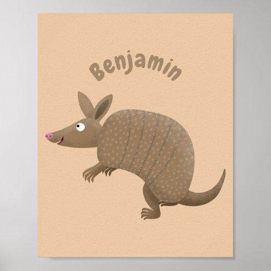 Funny armadillo happy cartoon illustratie poster (Voorkant)