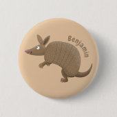 Funny armadillo happy cartoon illustratie ronde button 5,7 cm (Voorkant)