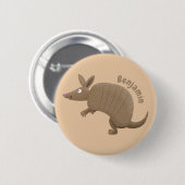 Funny armadillo happy cartoon illustratie ronde button 5,7 cm (Voorkant /achterkant)