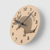 Funny armadillo happy cartoon illustratie ronde klok (Hoek)