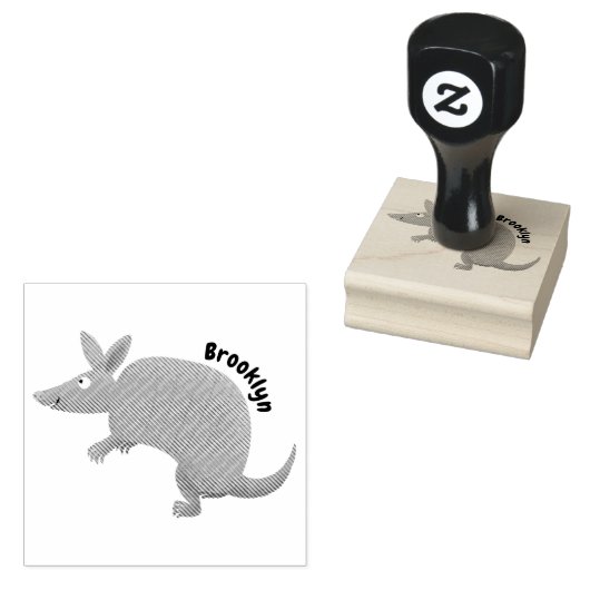 Funny armadillo happy cartoon illustratie rubberstempel (Gestempeld)