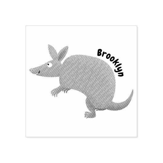 Funny armadillo happy cartoon illustratie rubberstempel (Afrduk)