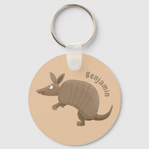 Funny armadillo happy cartoon illustratie sleutelhanger