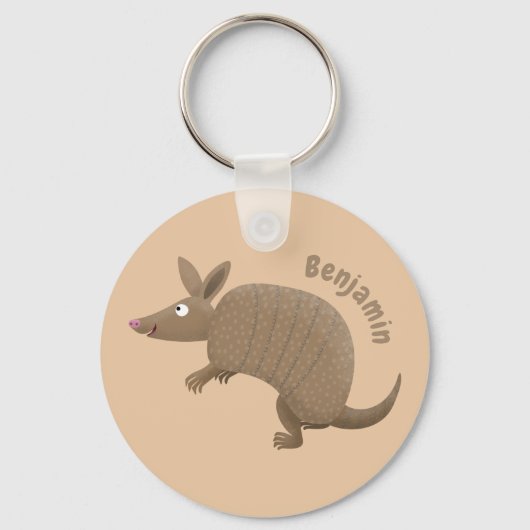 Funny armadillo happy cartoon illustratie sleutelhanger (Voorkant)