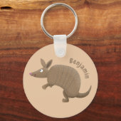 Funny armadillo happy cartoon illustratie sleutelhanger (Voorkant)