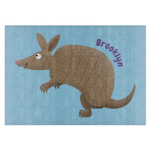 Funny armadillo happy cartoon illustratie snijplank (Voorkant)