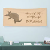 Funny armadillo happy cartoon illustratie spandoek (Beurs)