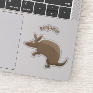 Funny armadillo happy cartoon illustratie sticker