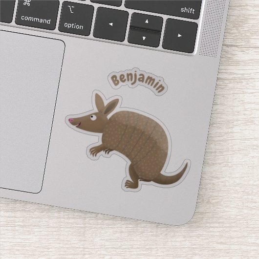Funny armadillo happy cartoon illustratie sticker (Detail)