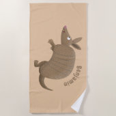 Funny armadillo happy cartoon illustratie strandlaken (Voorkant)