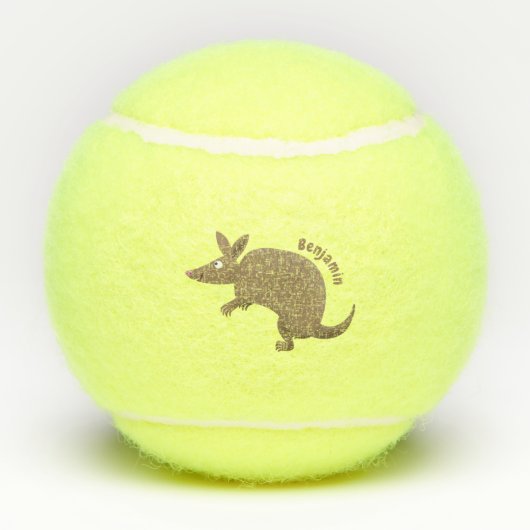 Funny armadillo happy cartoon illustratie tennisballen (Achterkant)