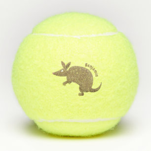 Funny armadillo happy cartoon illustratie tennisballen