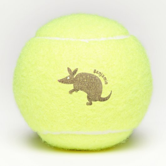 Funny armadillo happy cartoon illustratie tennisballen (Voorkant)