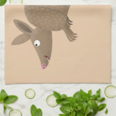 Funny armadillo happy cartoon illustratie theedoek (Gevouwen)