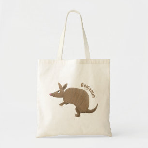 Funny armadillo happy cartoon illustratie tote bag