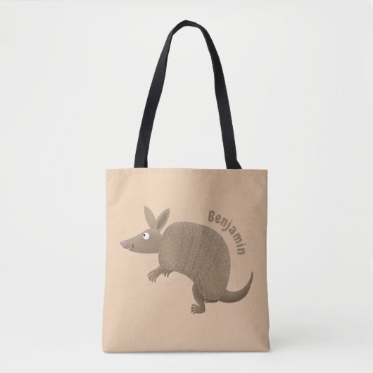 Funny armadillo happy cartoon illustratie tote bag (Voorkant)