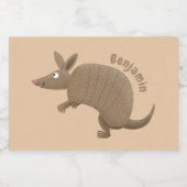 Funny armadillo happy cartoon illustratie voedselcontainer etiket (Enkel label)