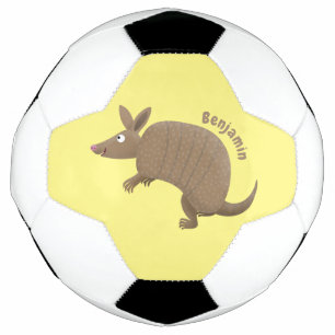Funny armadillo happy cartoon illustratie voetbal