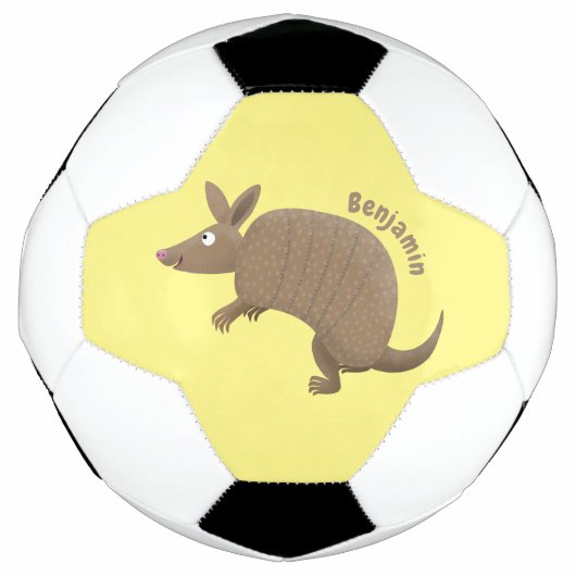 Funny armadillo happy cartoon illustratie voetbal (Voorkant)