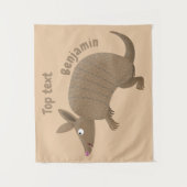 Funny armadillo happy cartoon illustratie wandkleed (Voorkant)