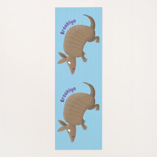 Funny armadillo happy cartoon illustratie yogamat (Achterkant)