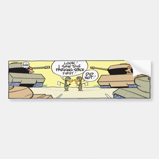 Funny Army Tank Cartoon Bumpersticker (Voorkant)