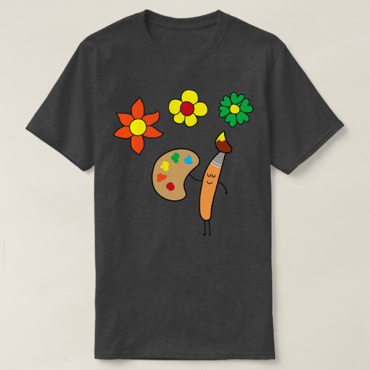 Funny Art Brush Drawing Flowers T-shirt (Design voorkant)