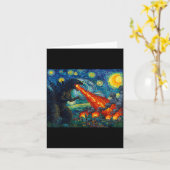 Funny Art Japanese Monster Kaiju In Van Gogh Starr Kaart (Gele Bloem)