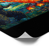 Funny Art Japanese Monster Kaiju In Van Gogh Starr Poster (Hoek)